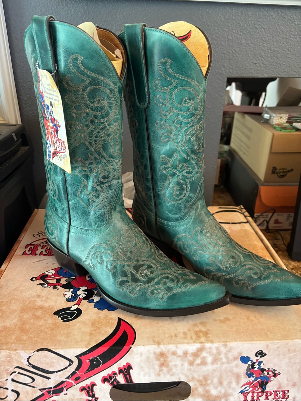 NWT Old Gringo Yippee Ki Yay Turquoise Leather Western Cowgirl Boots Size 9.5 Bo